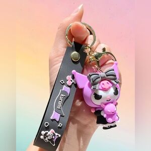 Kuromi Sanrio Keychain with Bunny Plush Charm Kawaii Bag Charm NEW